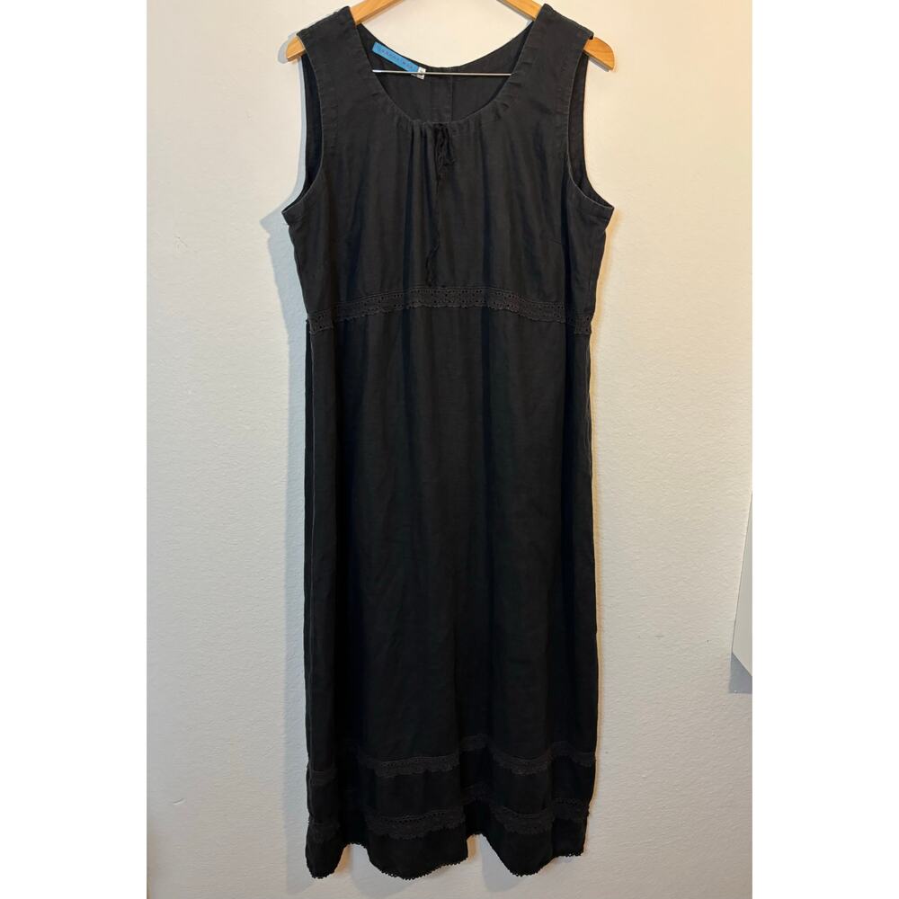 JOHNNY WAS 1X Lagenlook Bohemian Pin-tuck Minimalist 100% Heavy Linen Maxi
